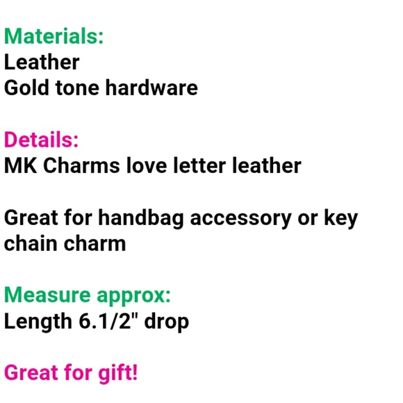 🆕MK 💞SOFT PINK  LEATHER 💕 BAG/ KEYCHAIN CHARM - Picture 3 of 3